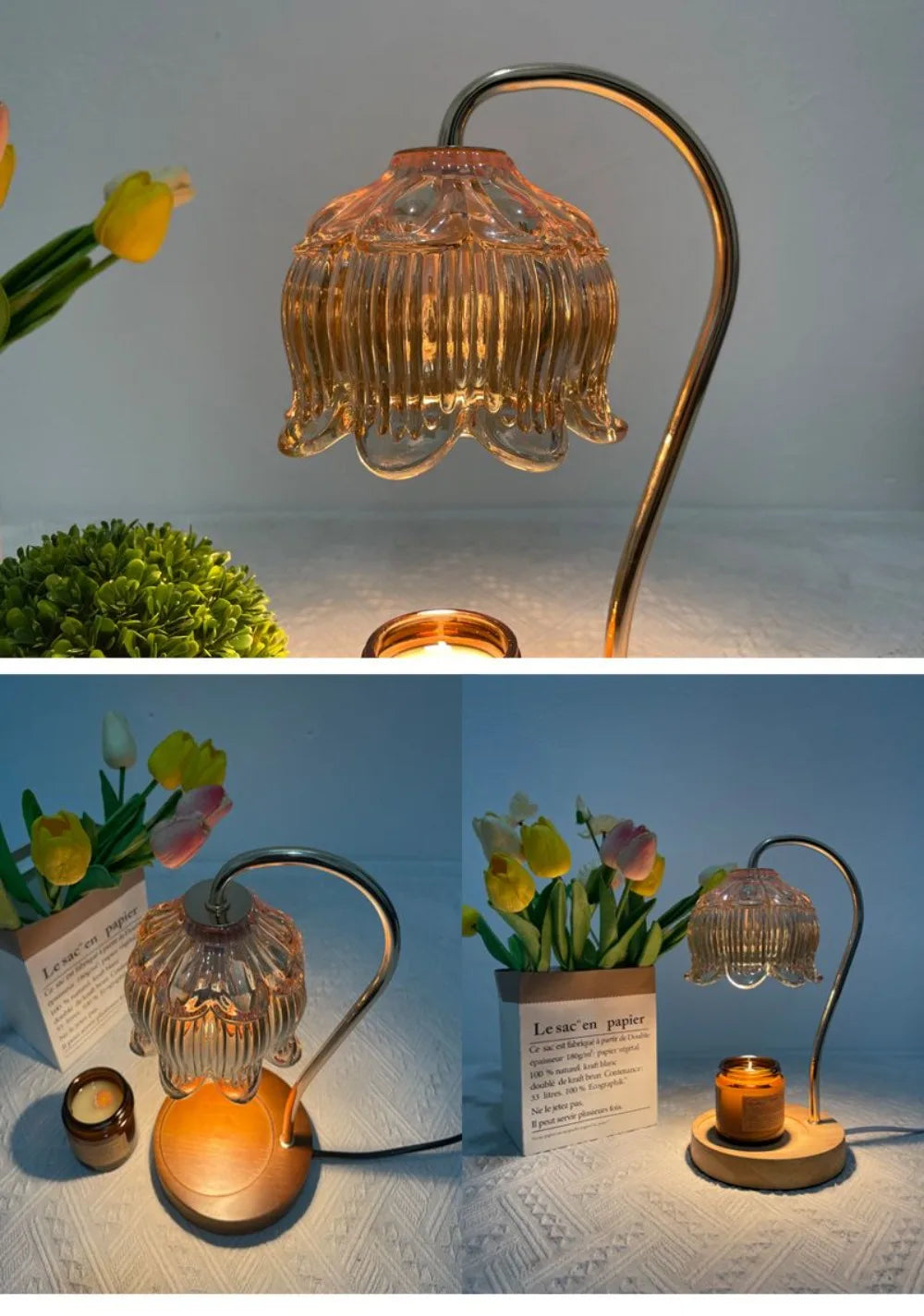 Flower Candle Warmer Lamp with Timer, Dimmable Candle Lamp Warmer, Christmas Birthday Gift, House Warming Decor, For Jar Candles