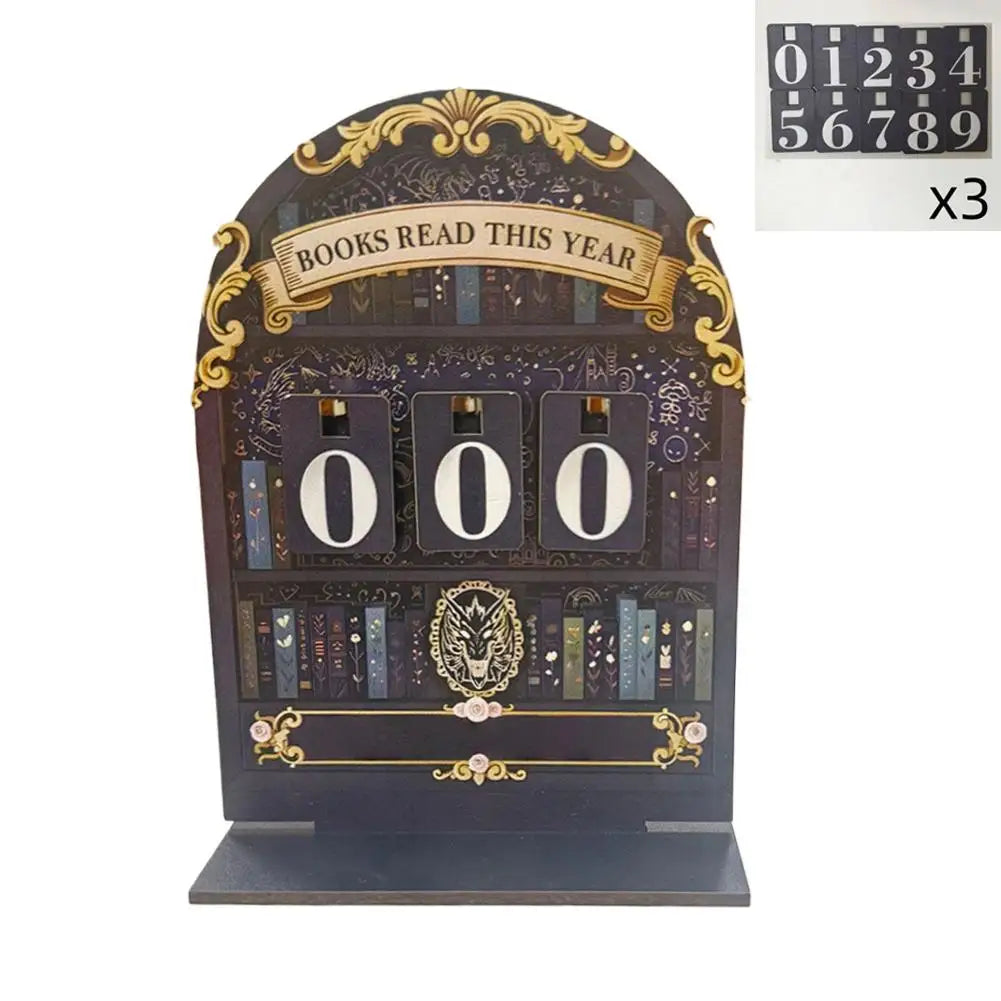 Wooden Book Read This Year Counter Tracker Up To 999 Books Challenge Tracker Retro Bookshelf Classroom Decor Gift for Book Lover