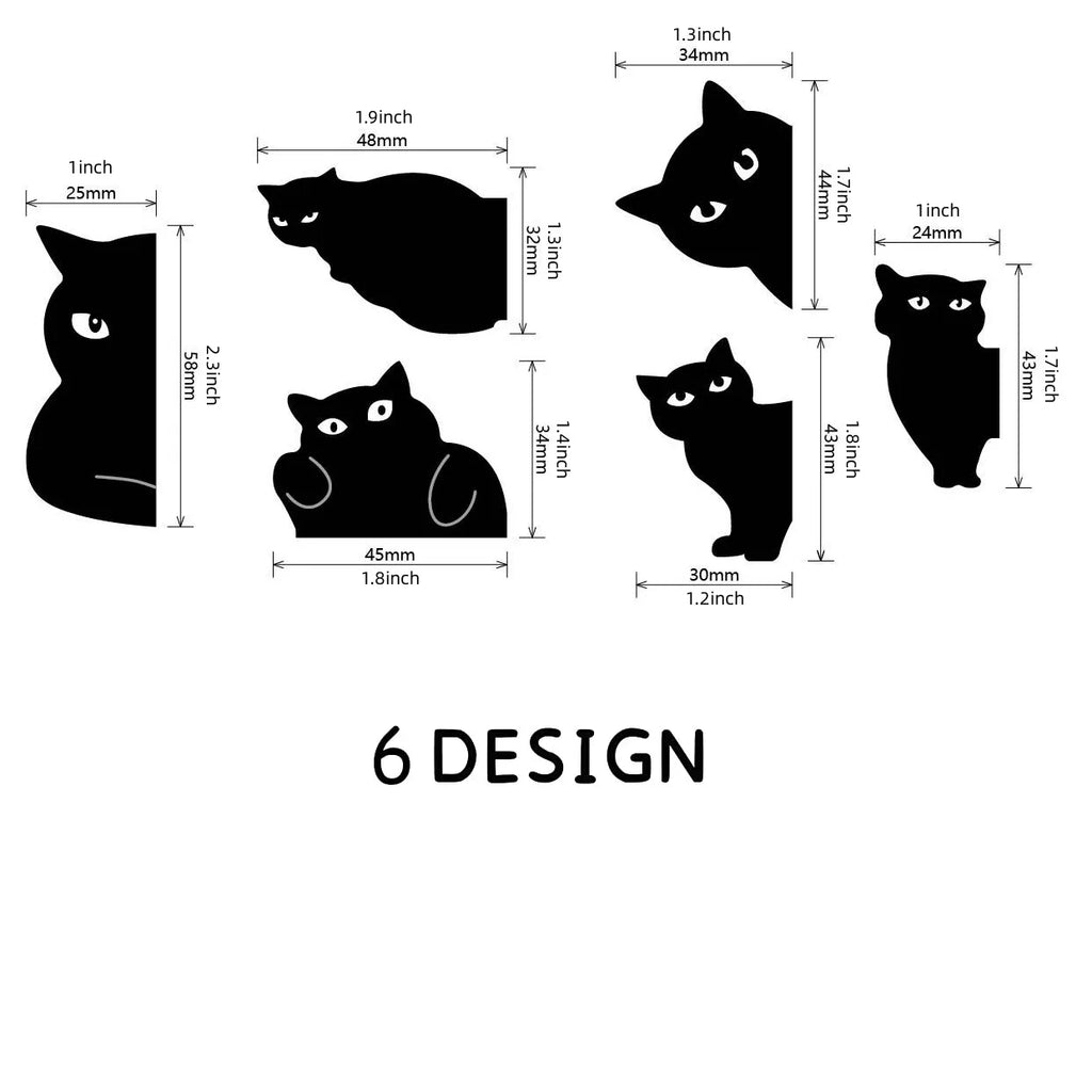 6-Piece Black Cat Magnetic Bookmarks