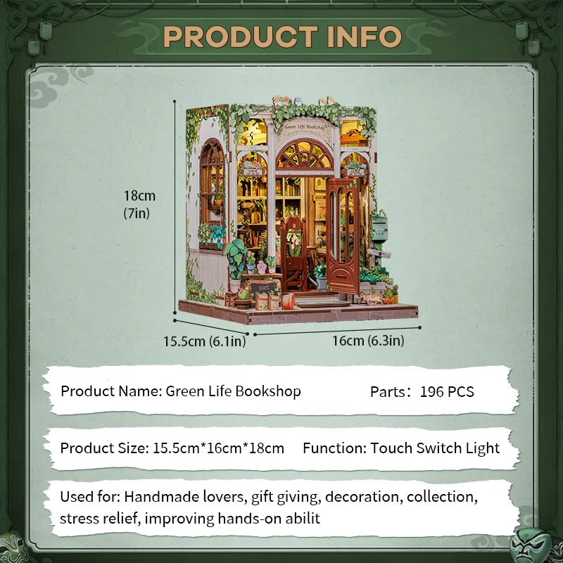 CUTEBEE Book Nook Kit DIY Miniature Model Dollhouse for Adults and Teens Bookshelf Decor 3D Wooden Puzzle Gifts for Family