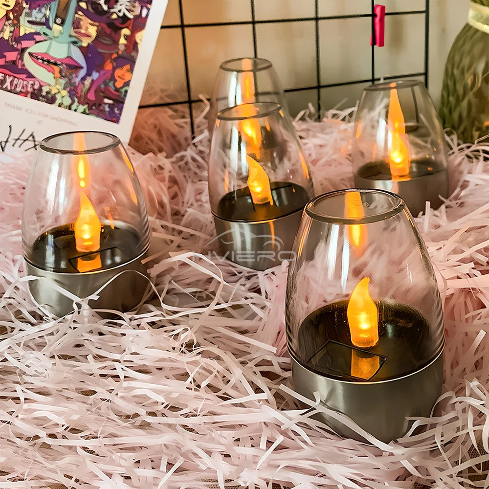 LED Solar Candles Light – Flameless Rechargeable Night Lights for Garden Decor, Outdoor Wedding, Party &amp; Waterproof Atmosphere Lamp