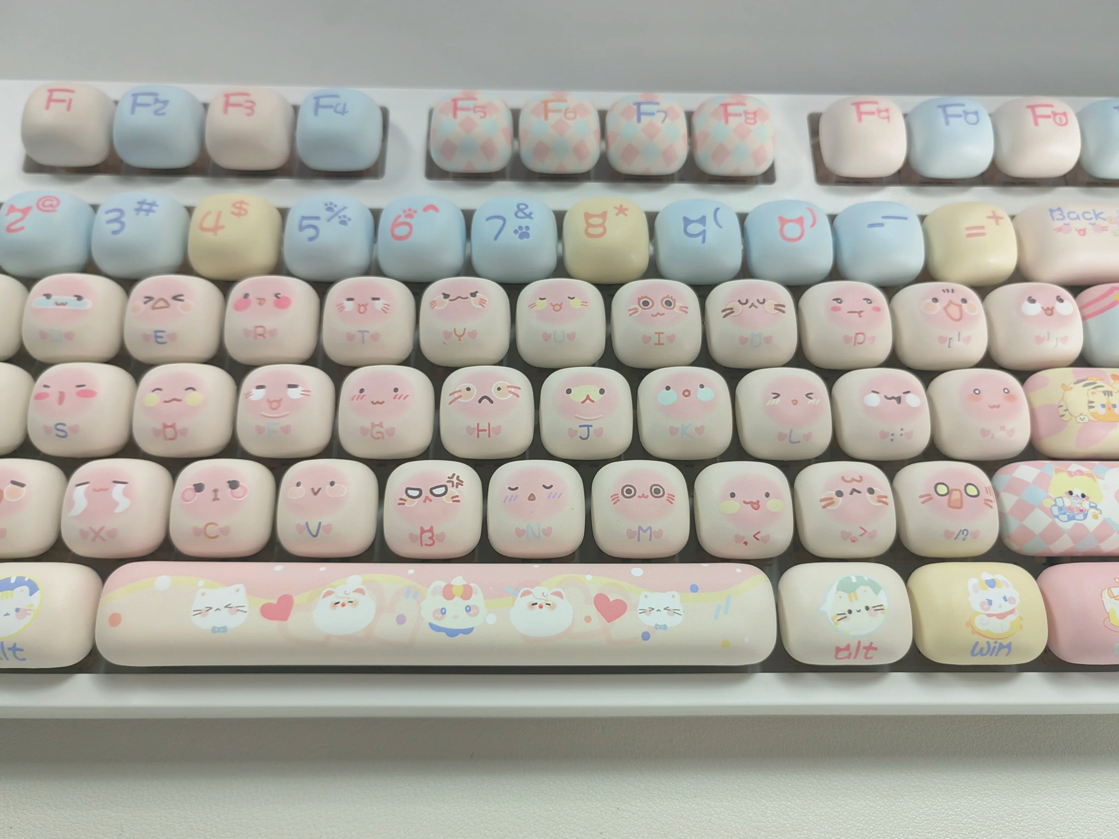 140 Keys Cute Keycaps Cat MOG Keycaps PBT Pink Keys Gift for Girl Cute New Square Thermal Sublimation Mechanical Keyboard 6.25U