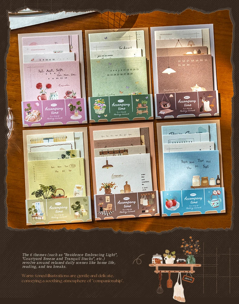 Journal GO 20pcs Time with You Note Pads Creative Warm Journaling Scrapbook Decorative Material Paper Stationery Notes