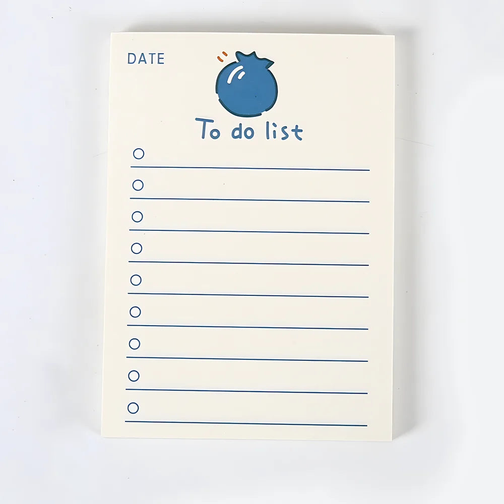 Korean Bear Fruit Non-sticky Notes Lined Memo Pads Cute Check to Do List Shopping Daily Weekly Planner Notepad Stationery Agenda