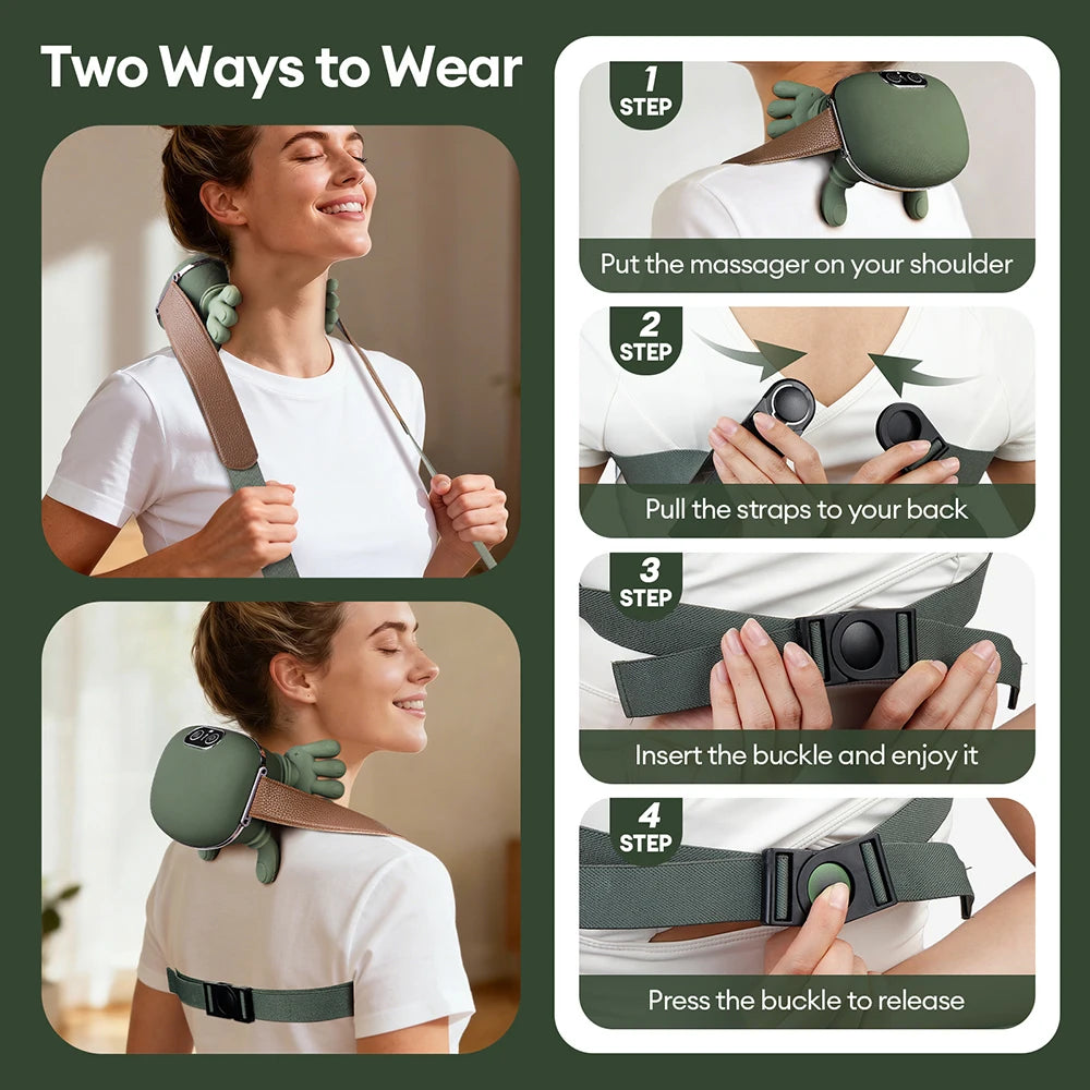 Bionic Finger Neck Shoulder Massager Wireless Neck Cervical Trapezius Kneading Massage Shawl Brushless Motor Neck Masajeador