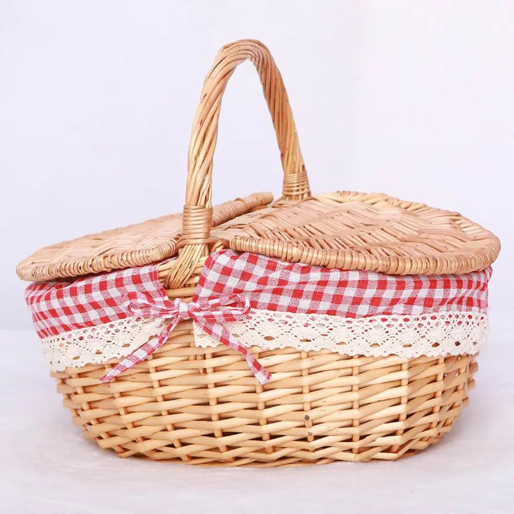 Oval Wicker Picnic Basket with Lid