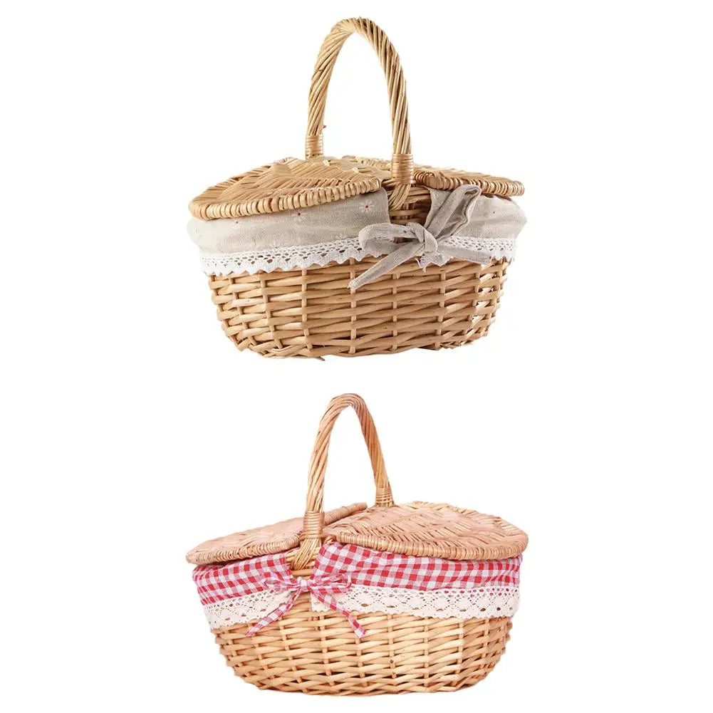 Oval Wicker Picnic Basket with Lid