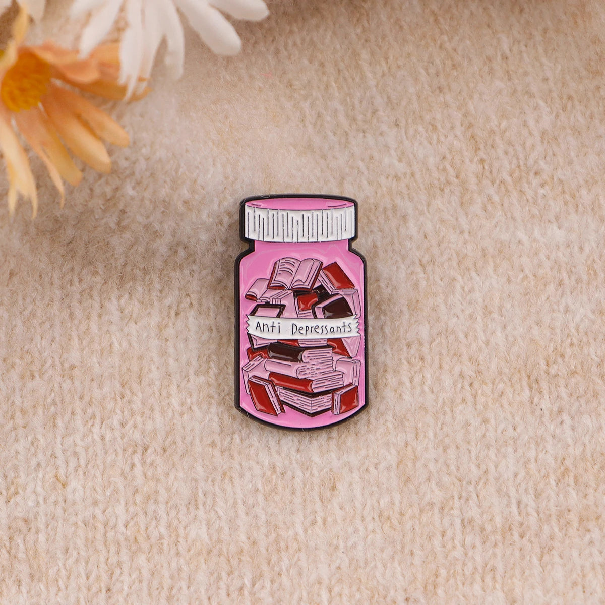 Black Cat Skeleton Book Enamel Pin