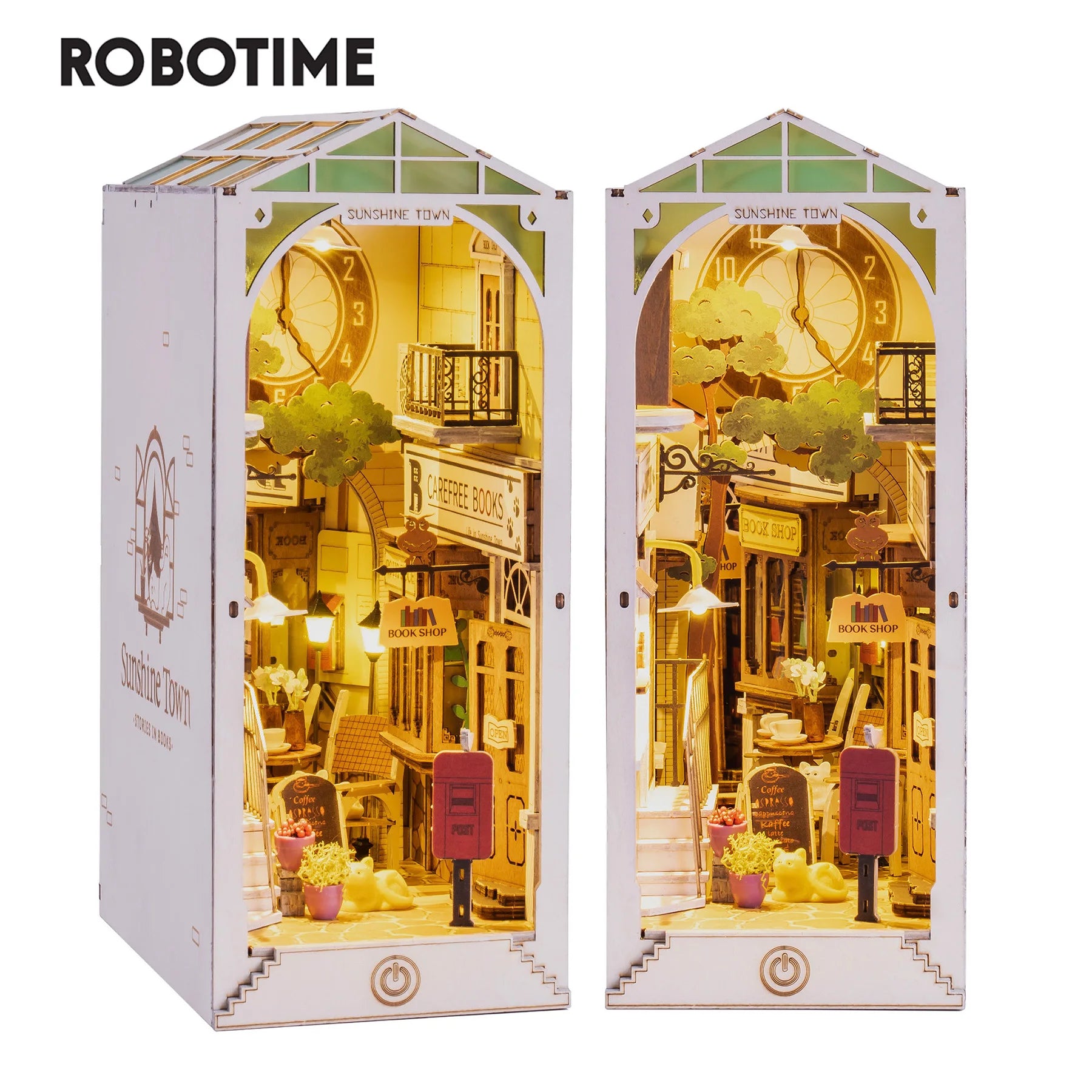 Robotime Rolife Book Nooks Series Stories in Books – 4 Kinds DIY Wooden Miniature House Furniture Kits for Bookshelf Insert Decor