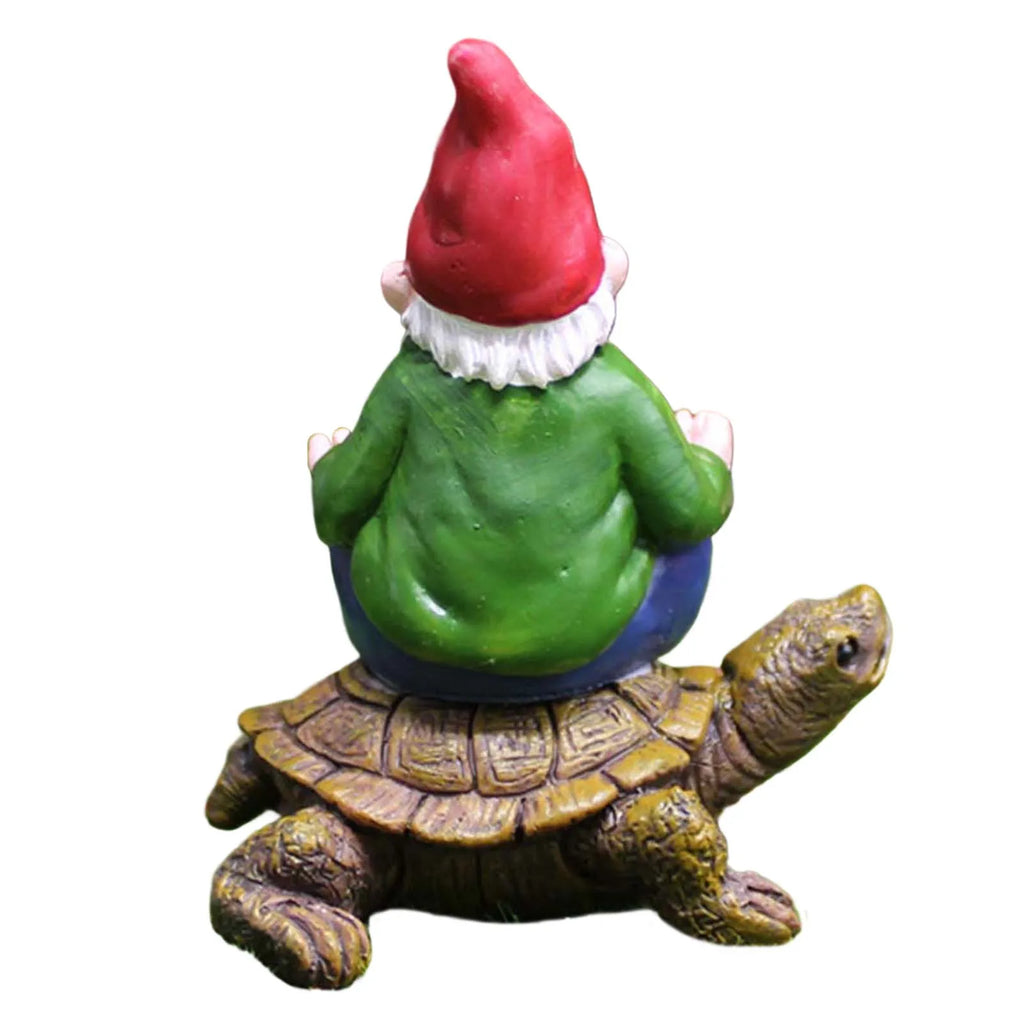 Creative Garden Gnome Statue Decorations – Hand Painted Lawn Decoration Riding Turtle for Landscape, Home, Courtyard &amp; Garden Decor