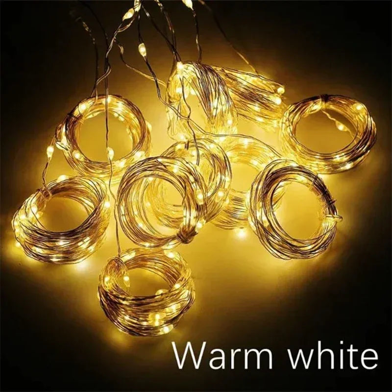 3M LED Curtain String Lights – Fairy Decoration USB Holiday Garland Lamp with 8 Modes for Home, Garden, Christmas, Party, New Year &amp; Wedding