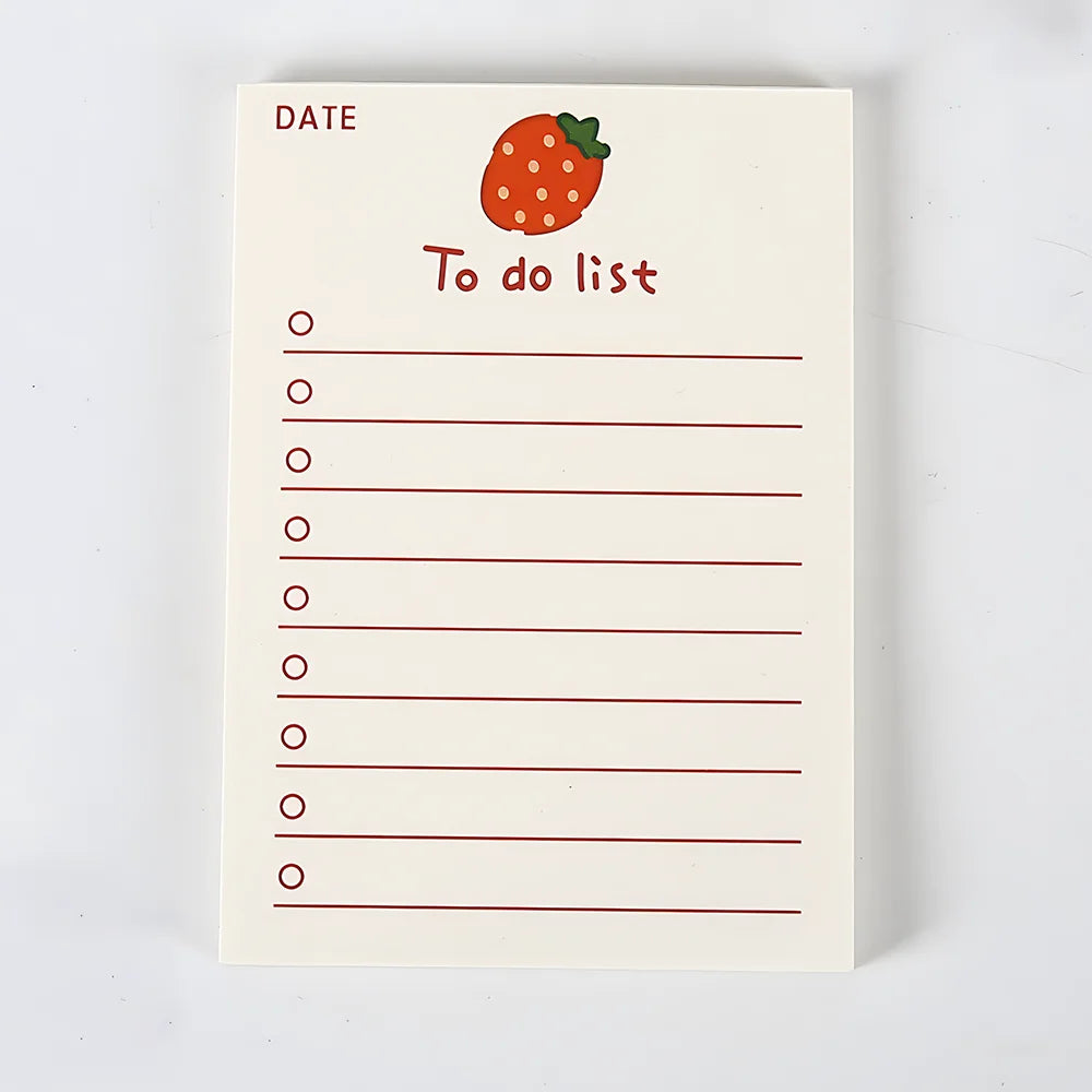 Korean Bear Fruit Non-sticky Notes Lined Memo Pads Cute Check to Do List Shopping Daily Weekly Planner Notepad Stationery Agenda