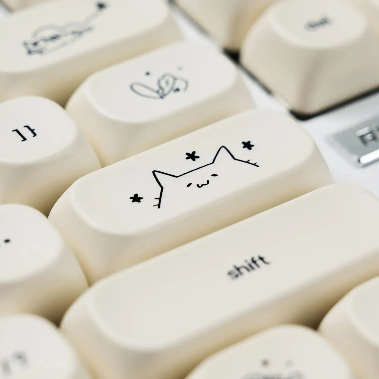 124 key Cute Cat Keycaps PBT Sublimation Moa Ball Cap White Minimalist Small Font Mechanical Keyboard Keycaps Korean English