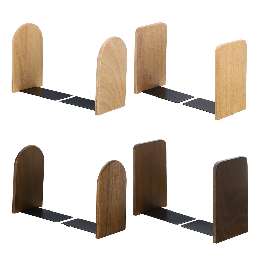 Wood & Metal Desktop Bookends (Set of 2)