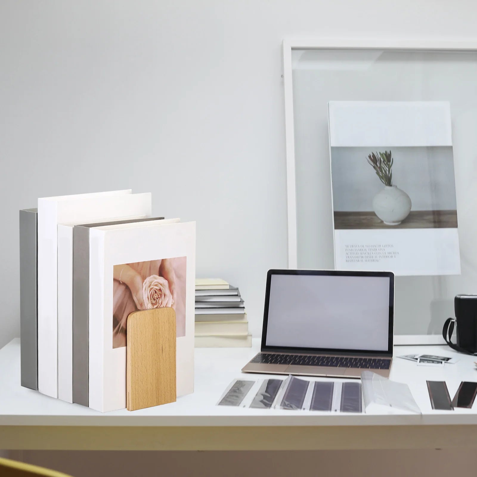 Wood & Metal Desktop Bookends (Set of 2)