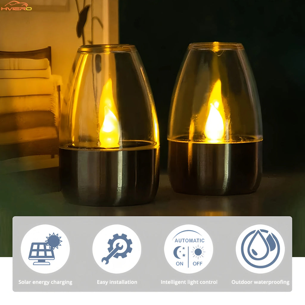 LED Solar Candles Light – Flameless Rechargeable Night Lights for Garden Decor, Outdoor Wedding, Party &amp; Waterproof Atmosphere Lamp