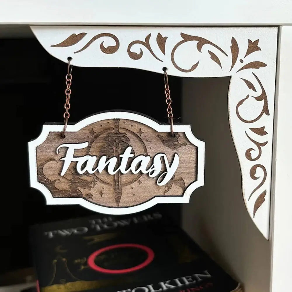 New Wooden Bookshelf Hanging Decoration Dark Romance Decorative Bookshelf Classification Bookshelf Signs for Library