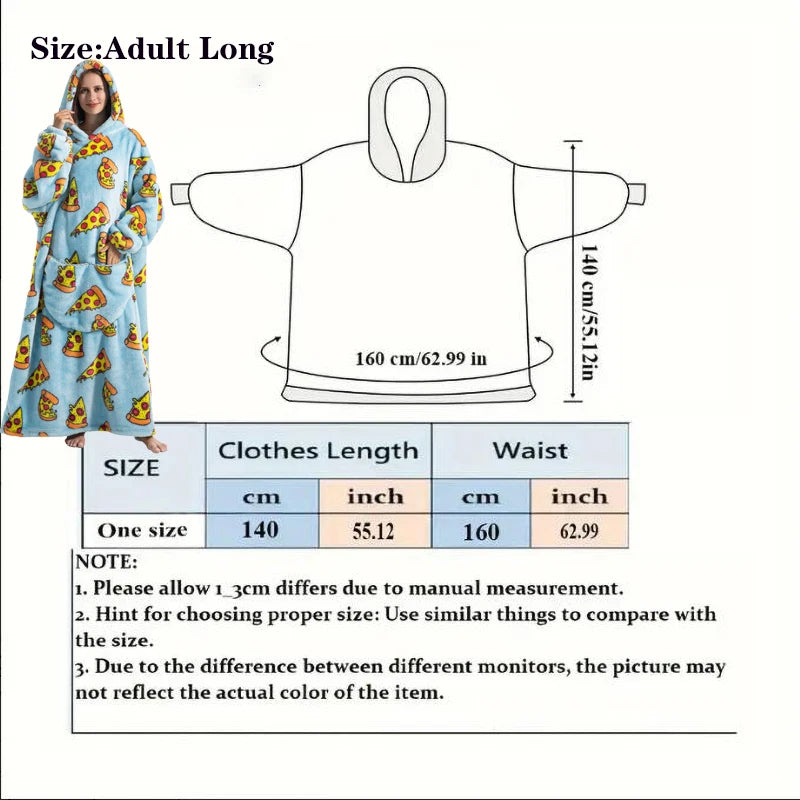 Flannel Wearable Blanket Hoodie with Pocket