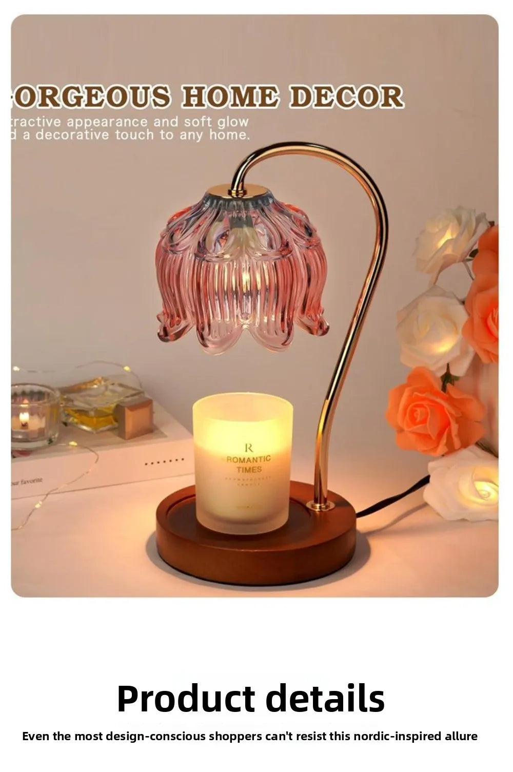 Flower Candle Warmer Lamp with Timer, Dimmable Candle Lamp Warmer, Christmas Birthday Gift, House Warming Decor, For Jar Candles