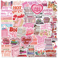10/25/50pcs Pink Book Reading Graffiti Stickers for DIY Decor Stationery Suitcase Bottle Phone Laptop Skateboard Scrapbooking
