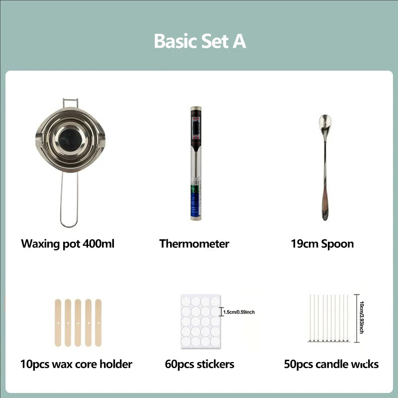 DIY Scented Candle Making Materials Tool Set, Wax Wick Pure Cotton Scented Candle Mold Wax Pot with Wax Melting Hot Plate