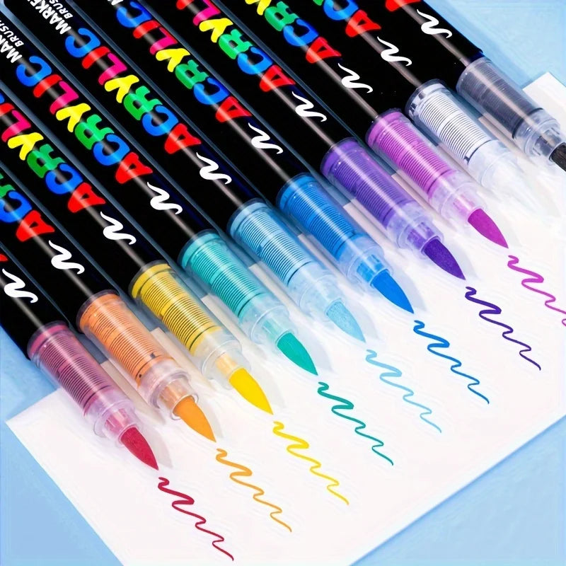 12-120 Colors Acrylic Paint Pens Markers Brush Tip Paint Markers for Rock Painting Wood Canvas Stone Christmas Gift DIY Crafts