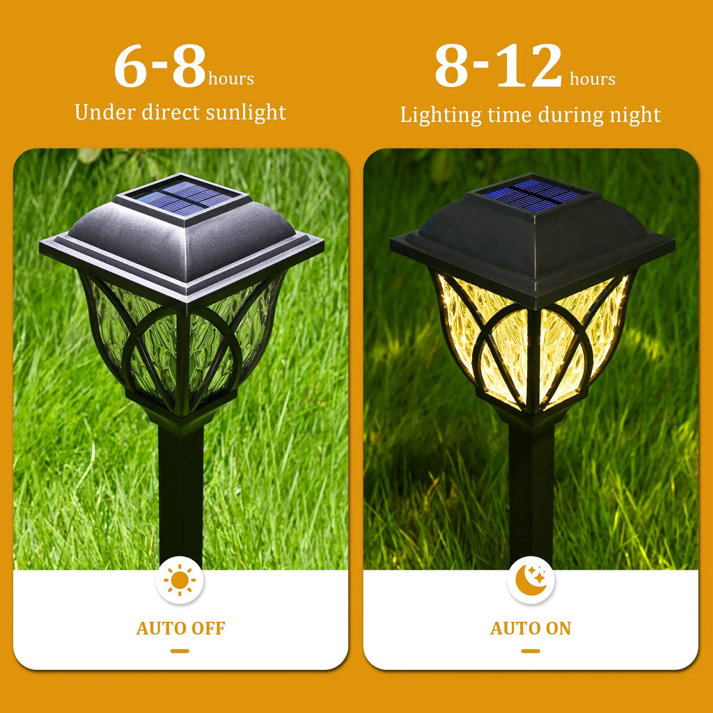 2pcs Led Solar Lawn Lights Outdoor Lamp Waterproof Warm Light Garden Courtyard For Walkway Path Villa Landscape Lights