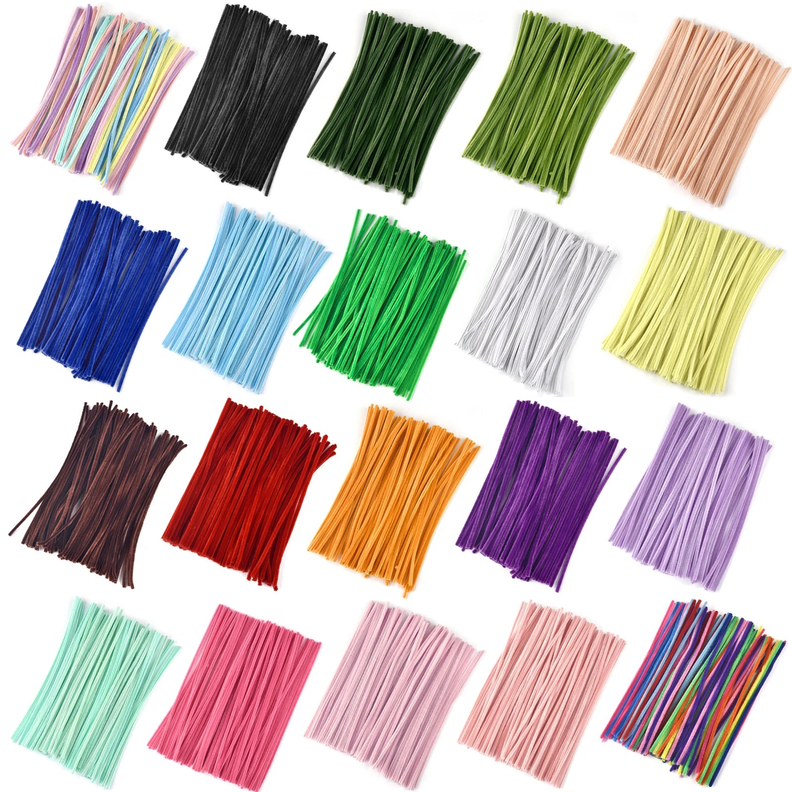 100pcs Colorful Chenille Stems – Soft Pipe Cleaners for DIY Crafts | 30cm Twist Plush Wire Sticks for Kids & Creative Hobbies