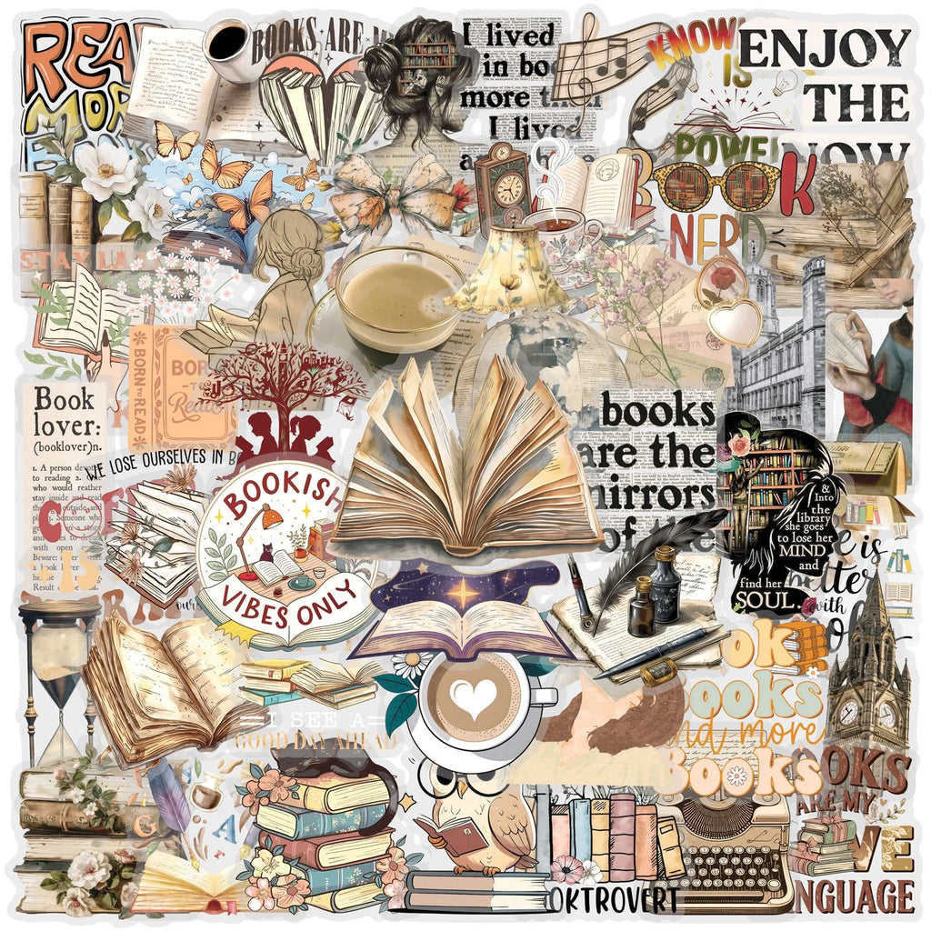 Vintage Bookish Reader Sticker Pack