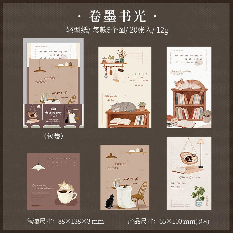 Journal GO 20pcs Time with You Note Pads Creative Warm Journaling Scrapbook Decorative Material Paper Stationery Notes