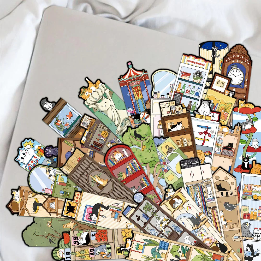 30-Piece Cat Scene Bookmark Set