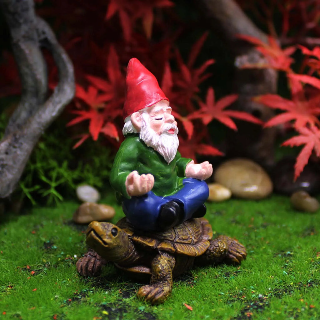 Creative Garden Gnome Statue Decorations – Hand Painted Lawn Decoration Riding Turtle for Landscape, Home, Courtyard &amp; Garden Decor
