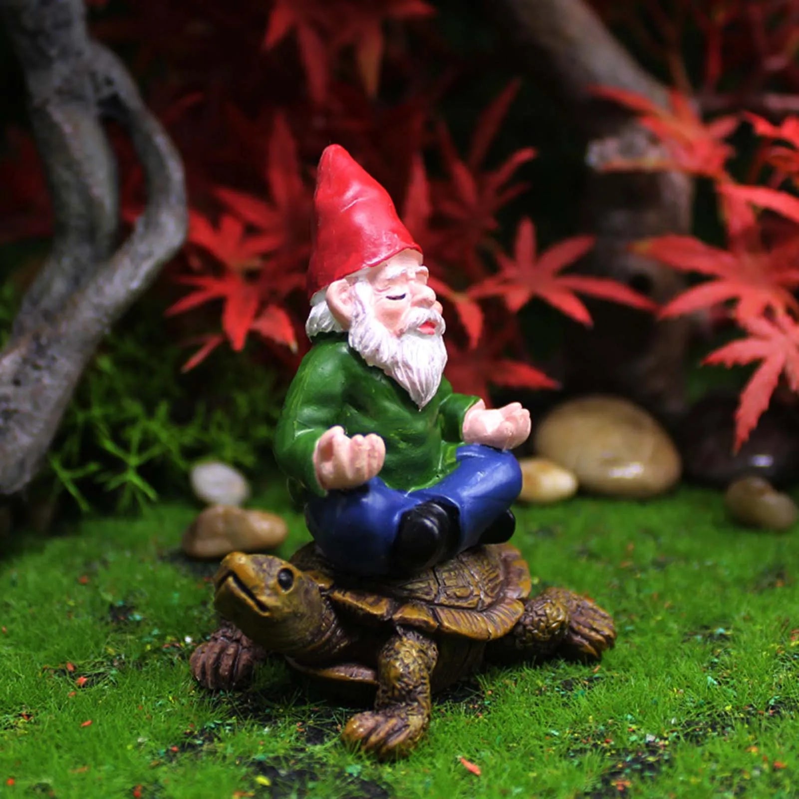Creative Garden Gnome Statue Decorations – Hand Painted Lawn Decoration Riding Turtle for Landscape, Home, Courtyard &amp; Garden Decor