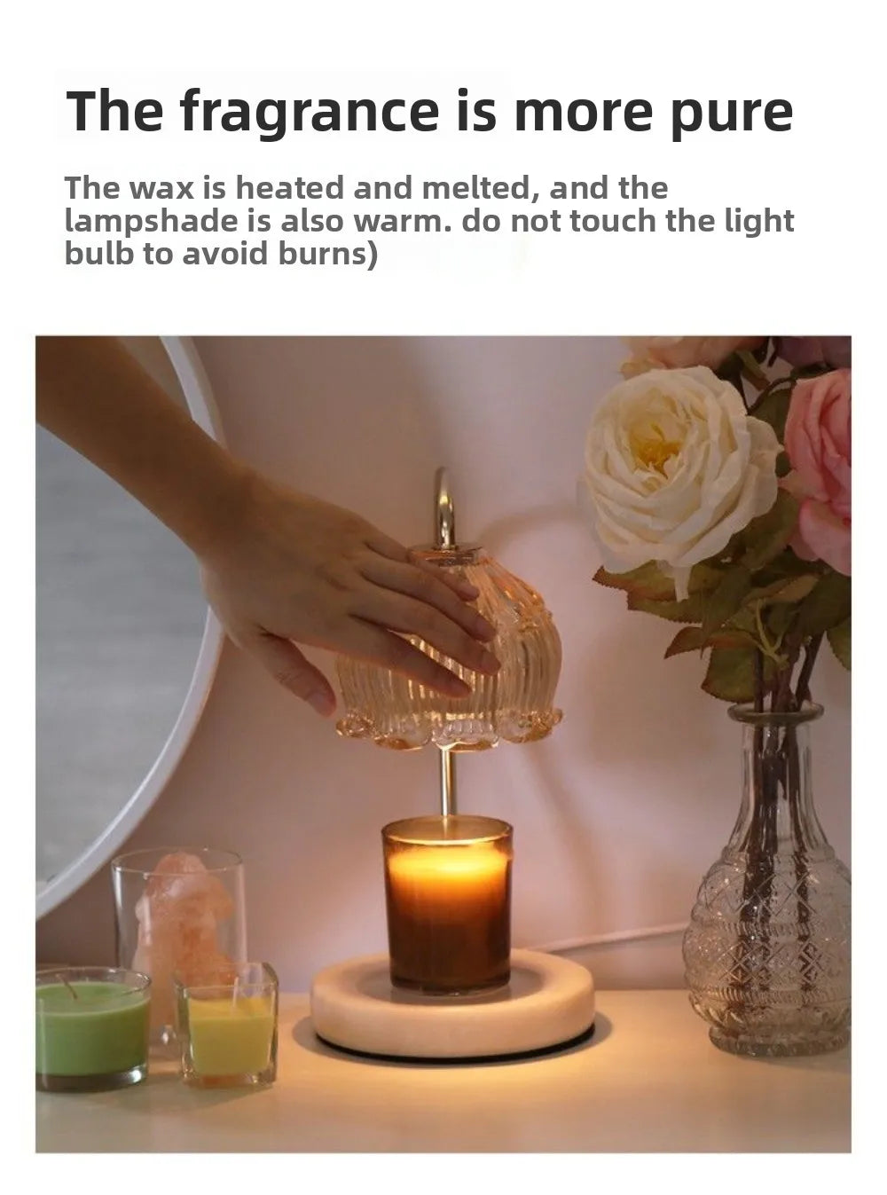 Flower Candle Warmer Lamp with Timer, Dimmable Candle Lamp Warmer, Christmas Birthday Gift, House Warming Decor, For Jar Candles