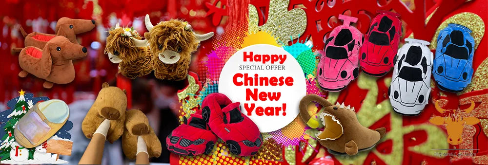 Highland Cow Fashion Bear Plush Slippers Women Men House Animals Soft Shoes Christmas Slipper Adults Indoor Shoes