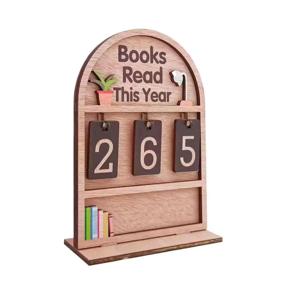 Wooden Book Read This Year Counter Tracker Up To 999 Books Challenge Tracker Retro Bookshelf Classroom Decor Gift for Book Lover