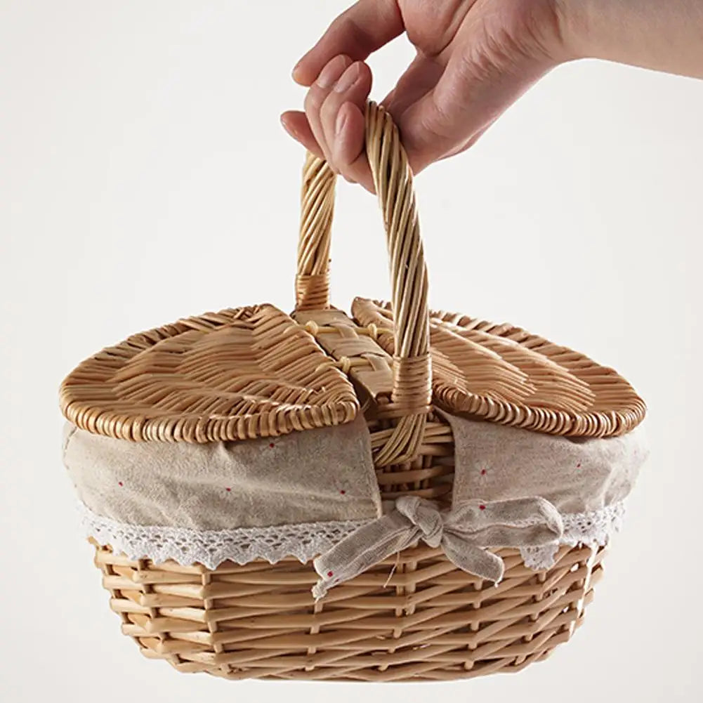 Oval Wicker Picnic Basket with Lid