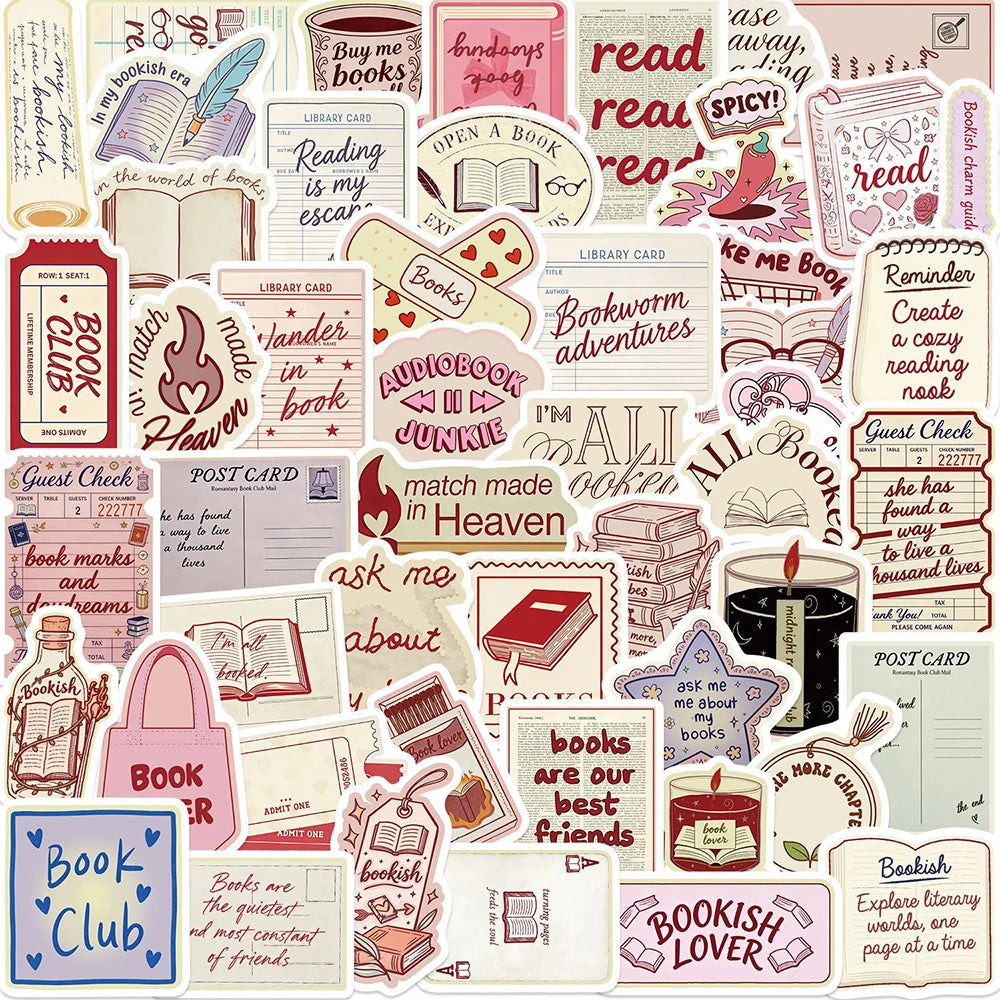 10/30/50pcs Cartoon Bookish Aesthetic Graffiti Stickers Funny Decoration Decals DIY Stationery Phone Suitcase Waterproof Sticker
