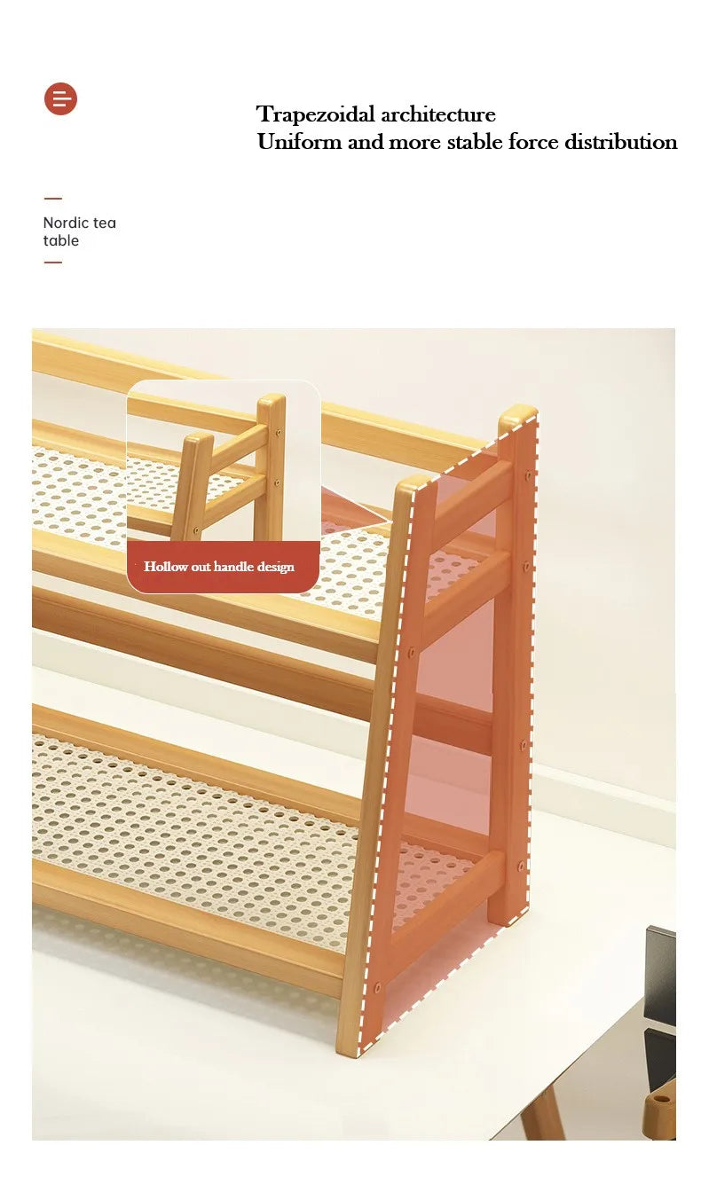 2 Layer Spice Caddy Shelf Bamboo Kitchen Storage Rack Desktop Cabinet Organizer Display Rack Coffee Bar Counter Shelf Cup Holder