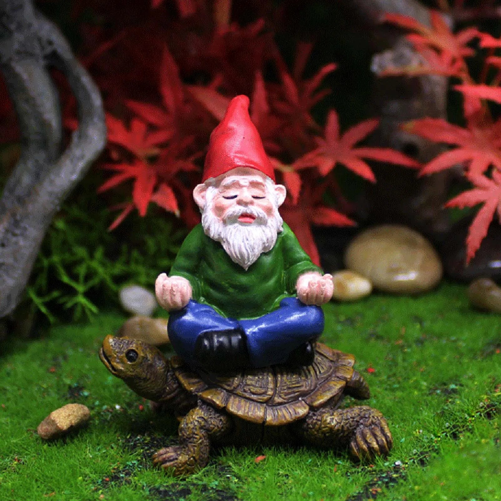 Creative Garden Gnome Statue Decorations – Hand Painted Lawn Decoration Riding Turtle for Landscape, Home, Courtyard &amp; Garden Decor