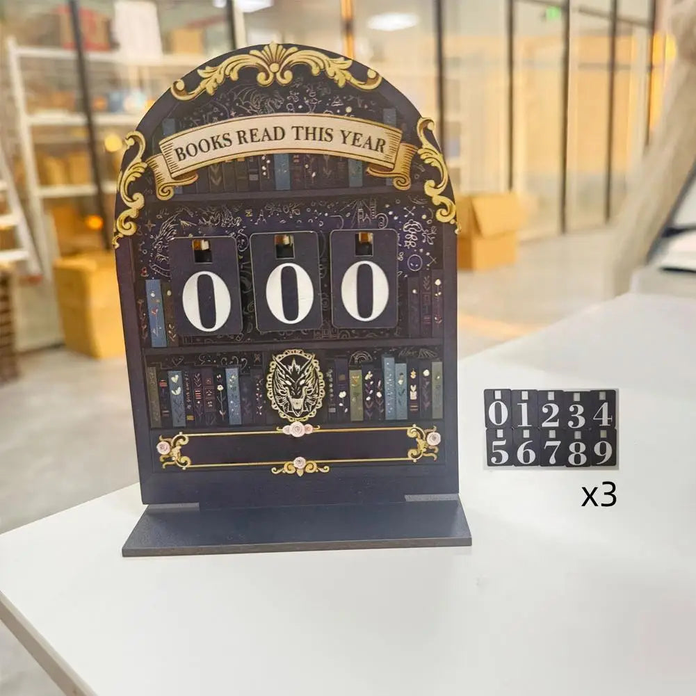 Wooden Book Read This Year Counter Tracker Up To 999 Books Challenge Tracker Retro Bookshelf Classroom Decor Gift for Book Lover