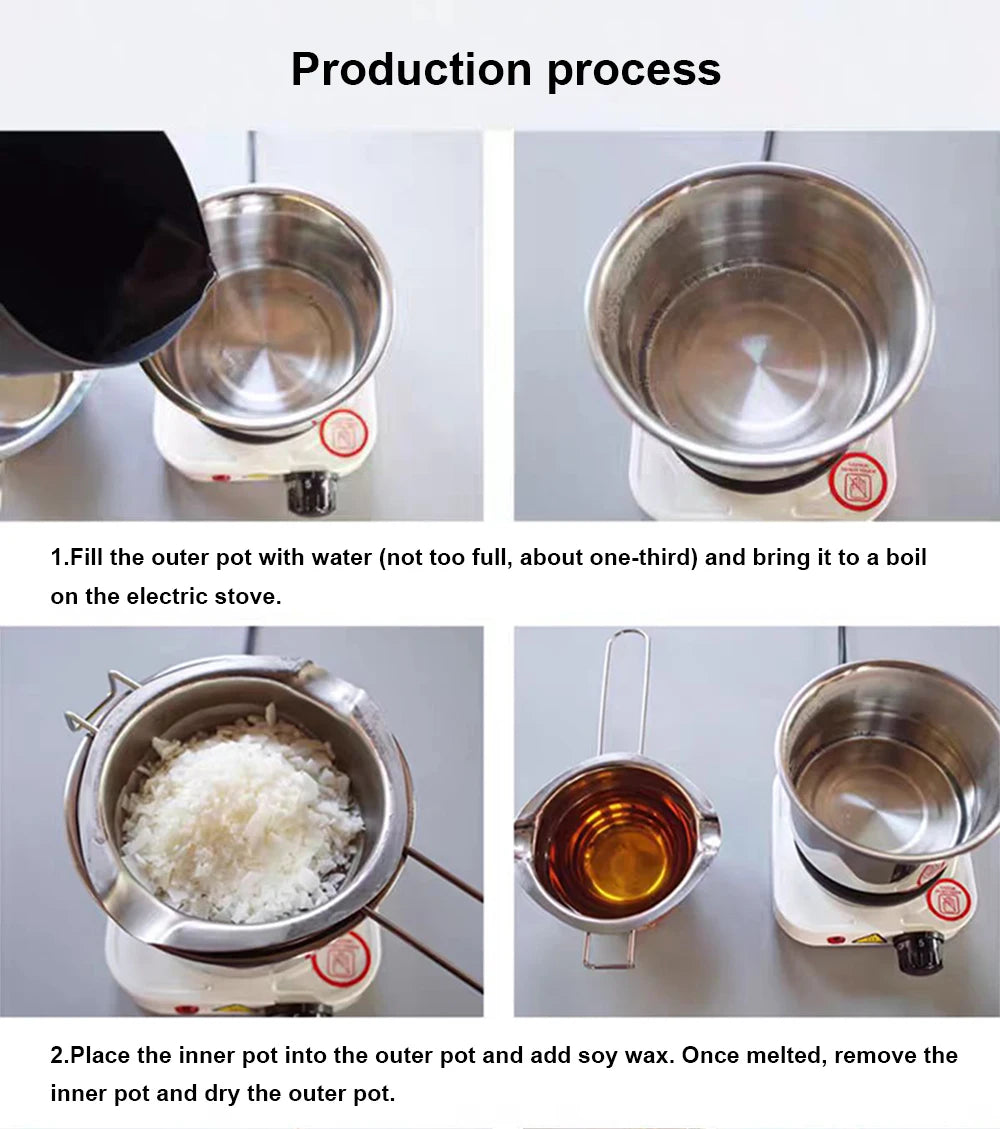 DIY Scented Candle Making Materials Tool Set, Wax Wick Pure Cotton Scented Candle Mold Wax Pot with Wax Melting Hot Plate