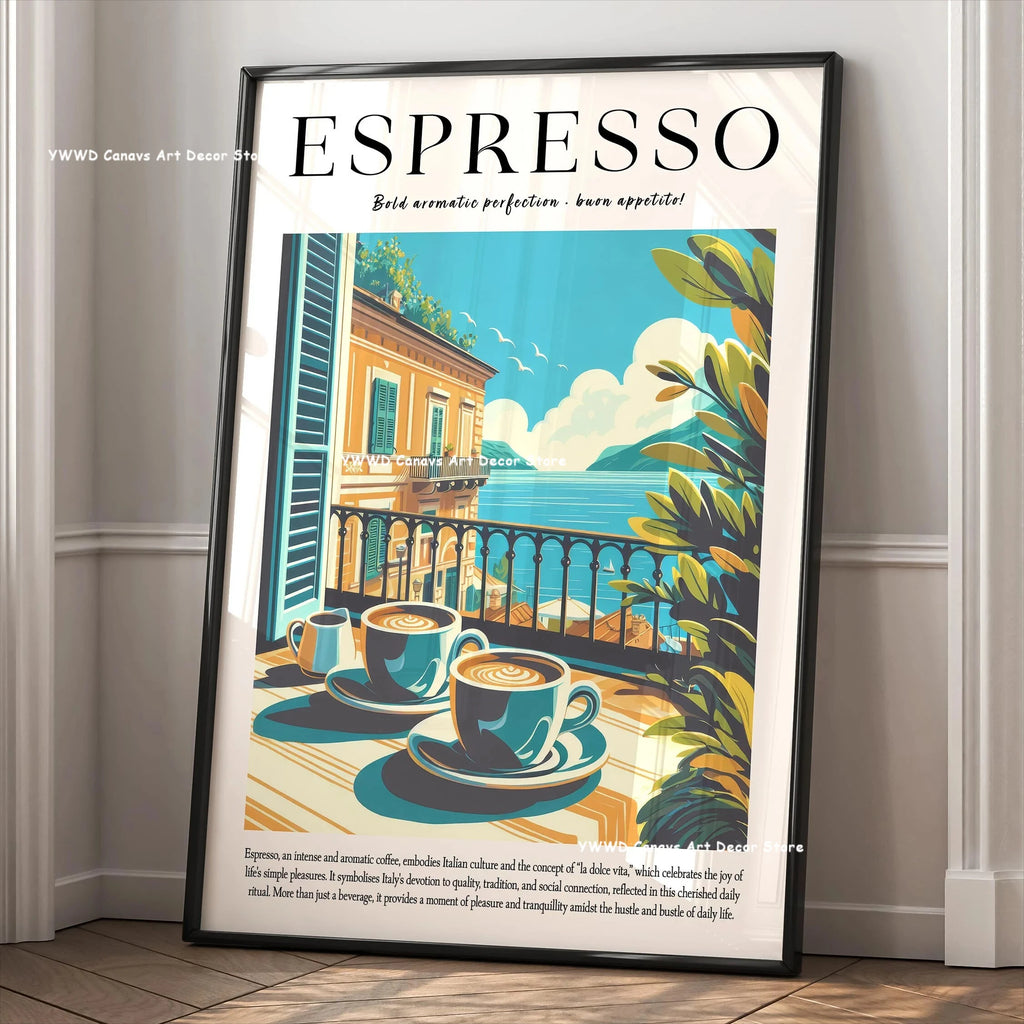 Buongiorno Espresso Canvas Print What Is Tea Food and Beverage Kitchen Wall Art Poster for Modern Living Room Home Decor
