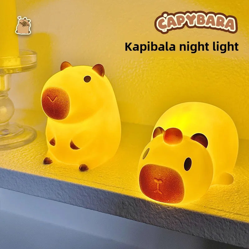 Mini Cartoon Vinyl Capybara Night Light Kapibala Animal Bedside Lamp Battery Powered Christmas Gift for Kids Girls Boys Women
