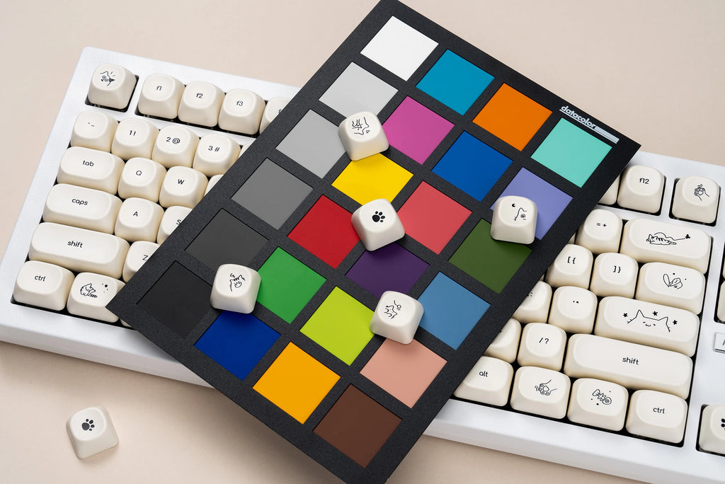 124 key Cute Cat Keycaps PBT Sublimation Moa Ball Cap White Minimalist Small Font Mechanical Keyboard Keycaps Korean English