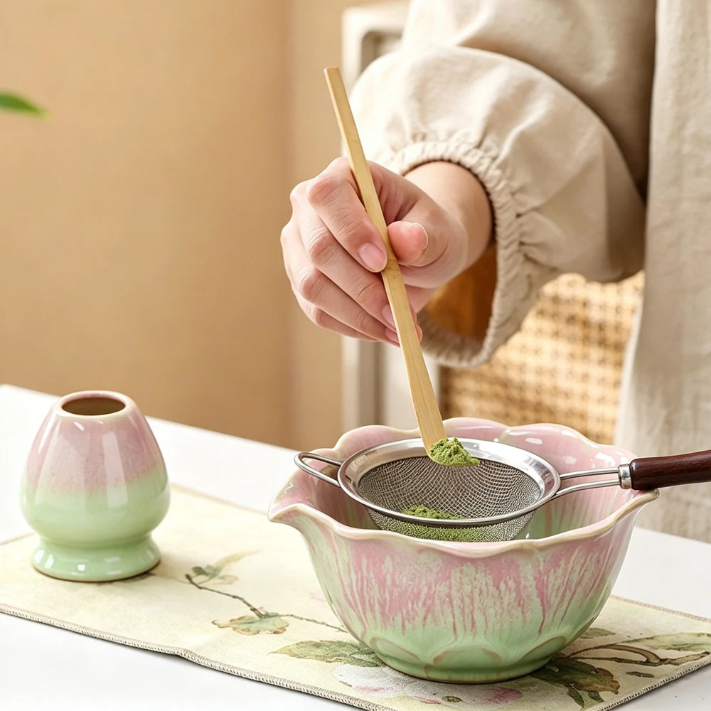 6-Piece Flower-Shaped Japanese Matcha Tea Set