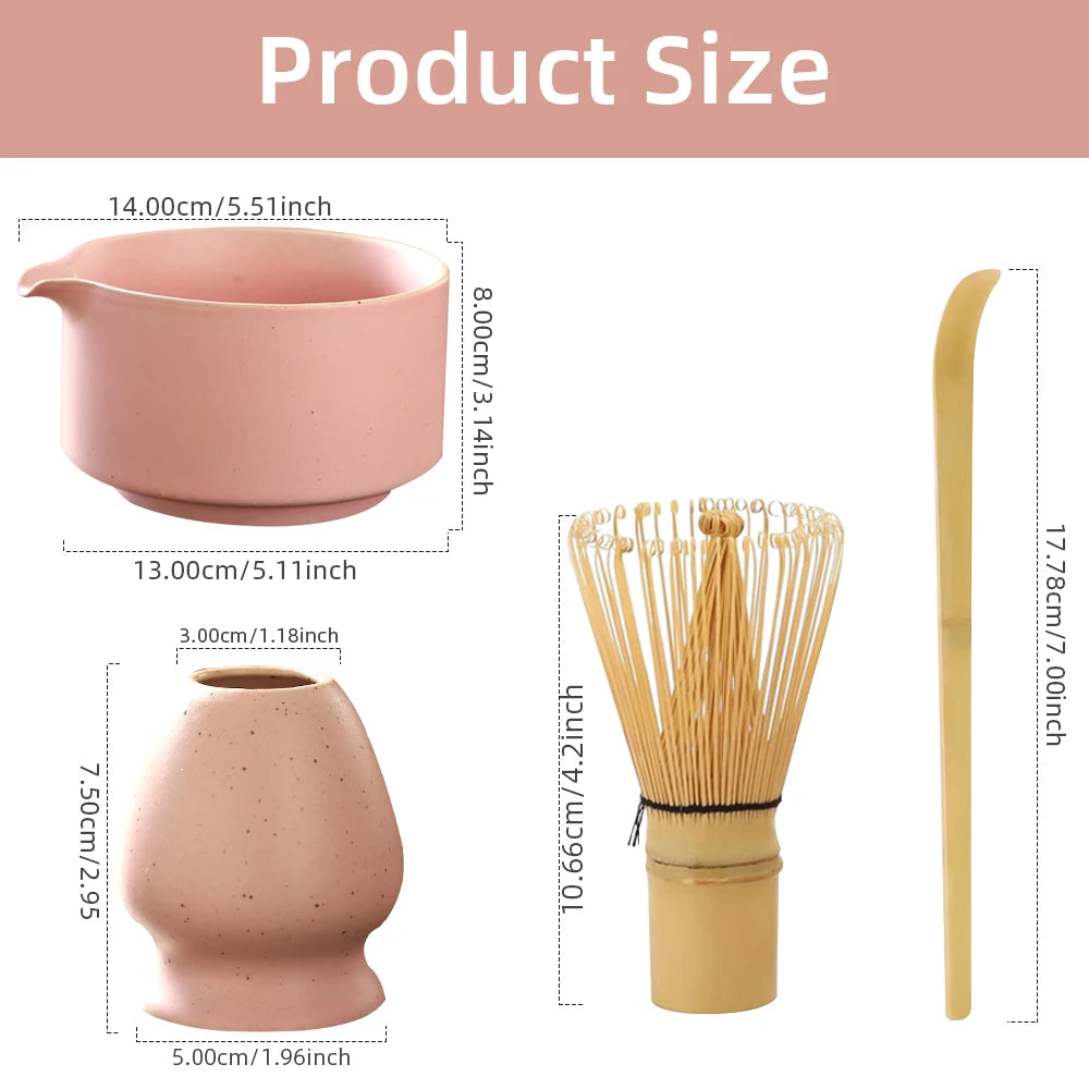 4-Piece Japanese Matcha Tea Set with Bamboo Whisk