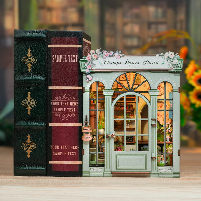 CUTEBEE Book Nook Kit DIY Miniature Model Dollhouse for Adults and Teens Bookshelf Decor 3D Wooden Puzzle Gifts for Family