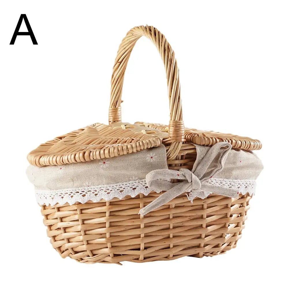 Oval Wicker Picnic Basket with Lid