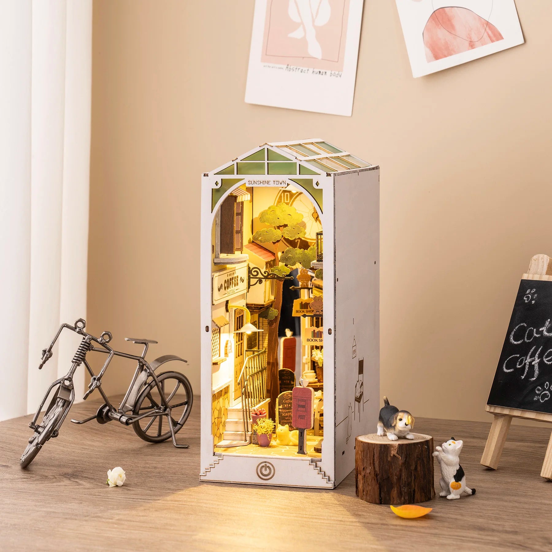 Robotime Rolife Book Nooks Series Stories in Books – 4 Kinds DIY Wooden Miniature House Furniture Kits for Bookshelf Insert Decor